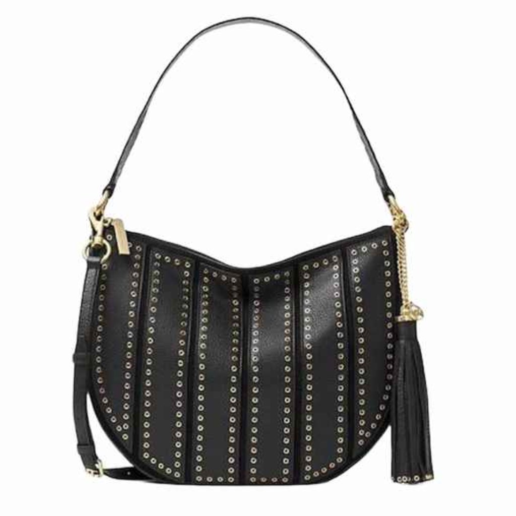 Michael Kors - Brooklyn Grommet Handbag Black Leather/ Silver Accents - Nwt